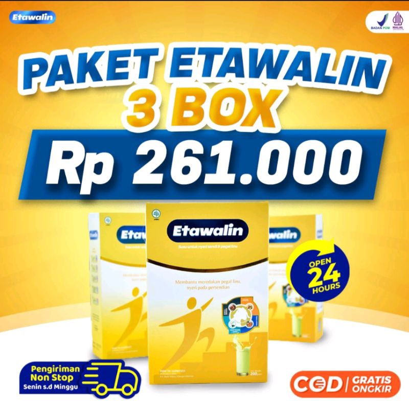 

Etawalin Susu Etawa Original Atasi Nyeri Sendi dan Asam Urat 3 Box