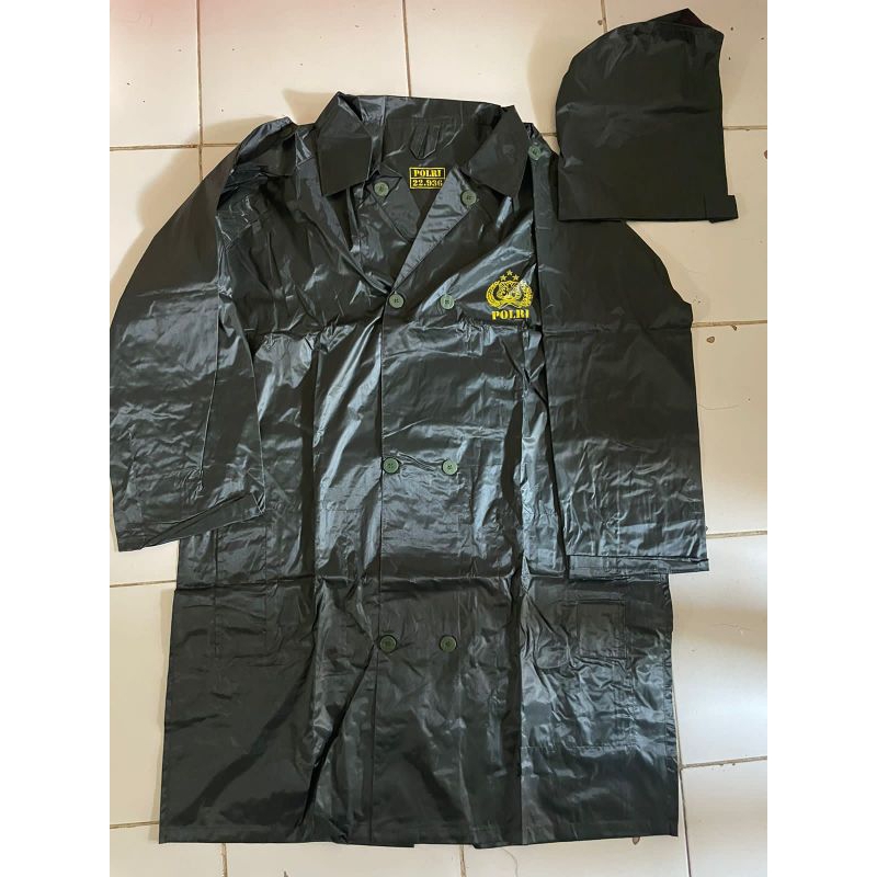 Jas Hujan Model Jubah Warna Hijau Asli Jatah Polri / Raincoat hijau Polisi