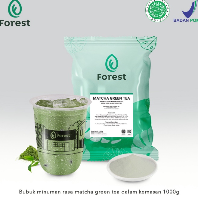 

PJQM0328 READY STOK Bubuk Minuman MATCHA GREEN TEA Powder 1000g - FOREST Bubble Drink