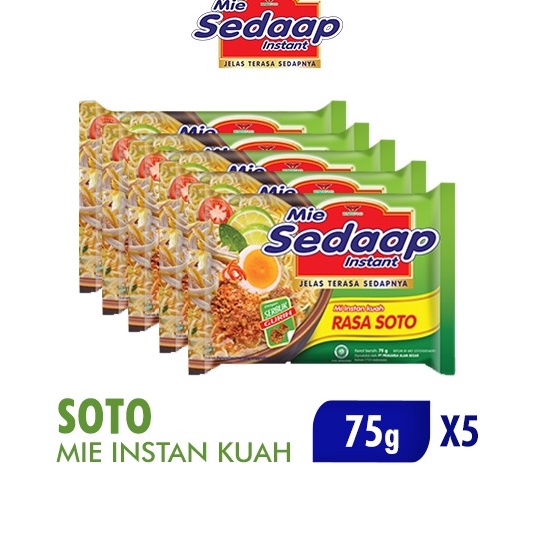

WWXY1870 TEBUS MURAH Sedaap Mie Instan Soto Bag 75 gr x5