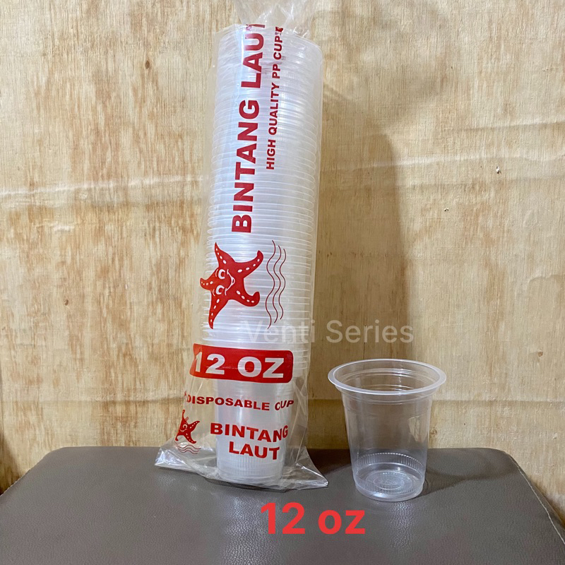 Gelas Plastik 12 oz Bintang Laut / Cup Plastik Murah Tebal