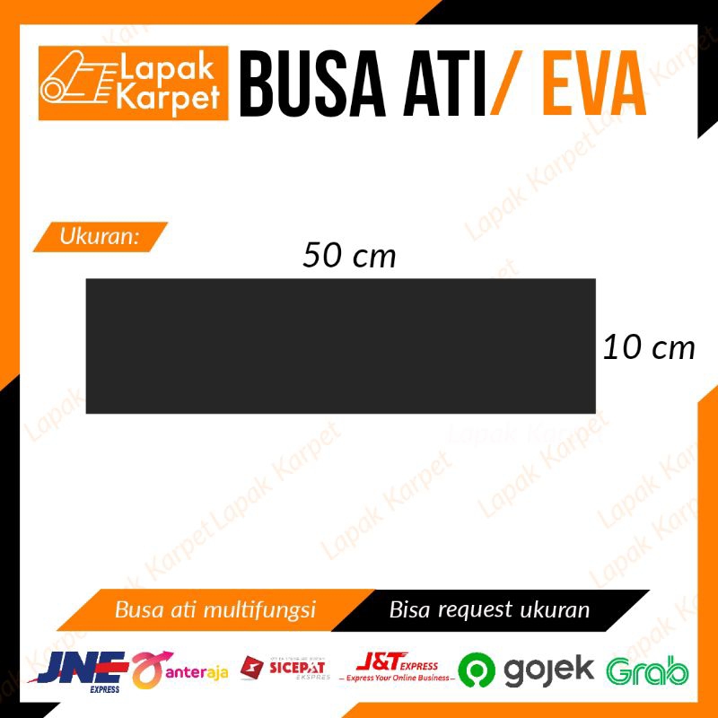 Busa ati ukuran 10x50 cm tebal 2 cm / alas busa eva / busa ati tebal