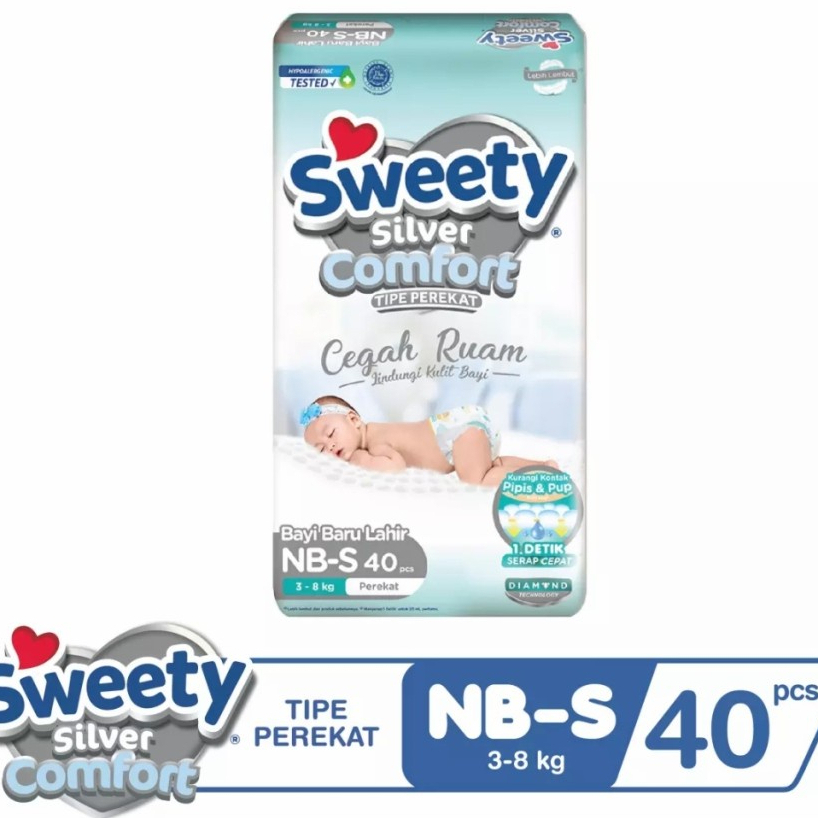 Sweety Silver Comfort Nbs 40 - Popok Perekat Bayi Baru Lahir Nbs 40