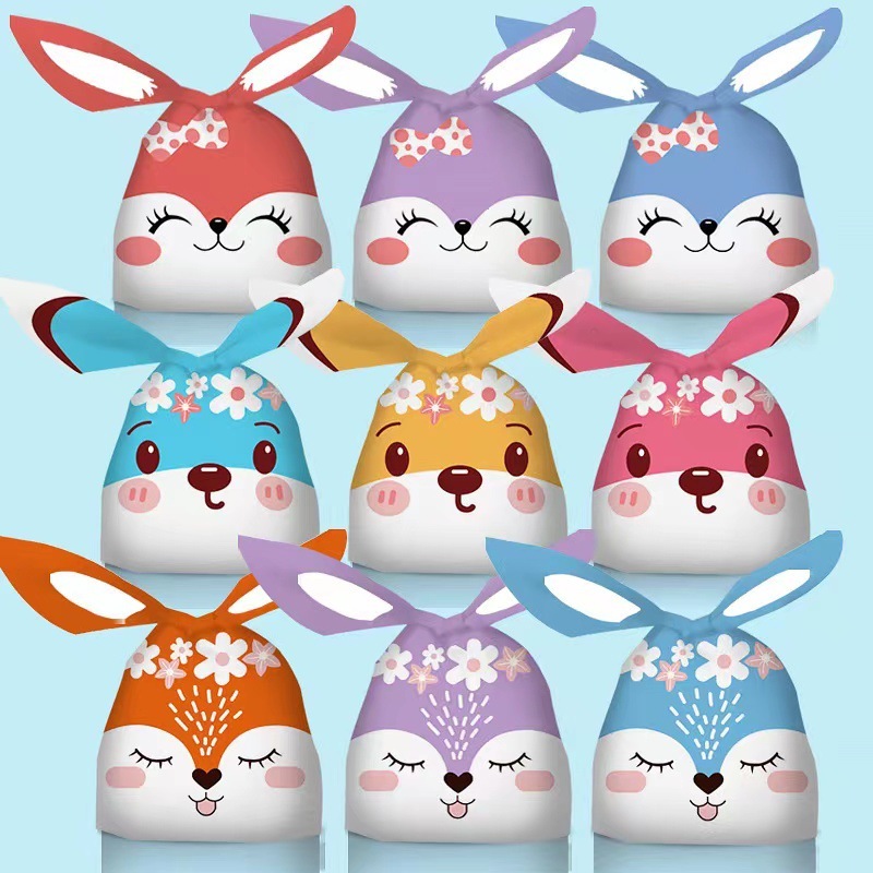 (Brando) 50 LBR Goodie Bag Ultah Plastik Ultah Kelinci Plastik Ultah Rabbit Ear Plastik Suvenir Ulta