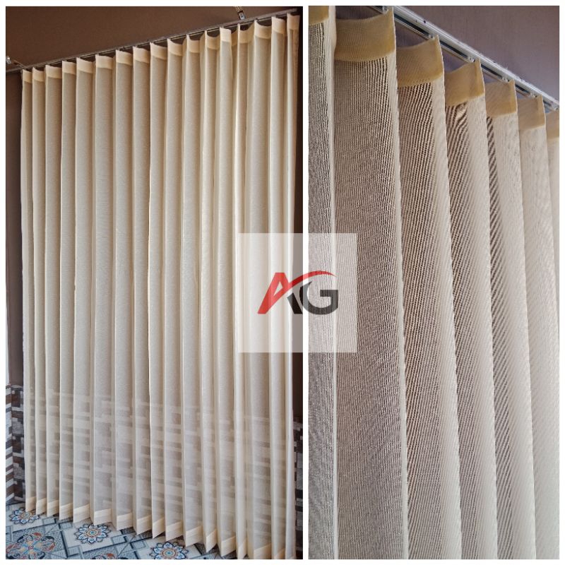 VITRASE GORDEN POLOS /VITRASE GORDEN SIANG /VITRASE TRANSPARAN MOTIP SALJU WARNA CREAM