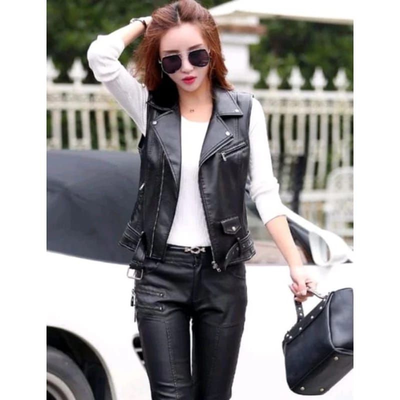 Rompi Jaket Wanita / Outers Outfit Cewek korea / Jaket kulit Wanita kece