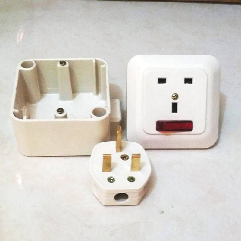 stop kontak AC BROCO set ORIGINAL / steker AC Broco /colokan Broco kaki 3 AC