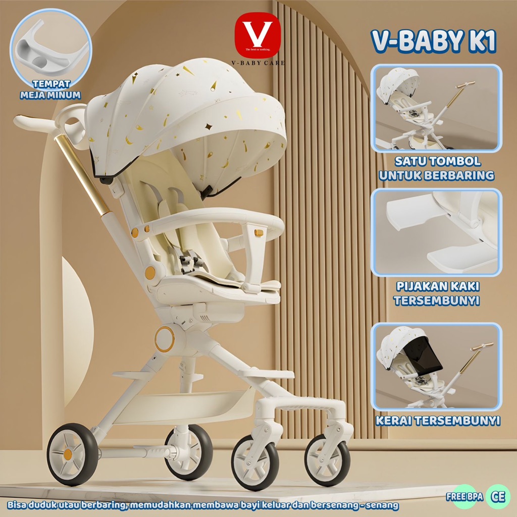TERLARIS V-BABY CARE / STROLLER BABY/BABY STOLLER/KERETA DORONG BAYI/KURSI DORONG BAYI/V-BABY CARE