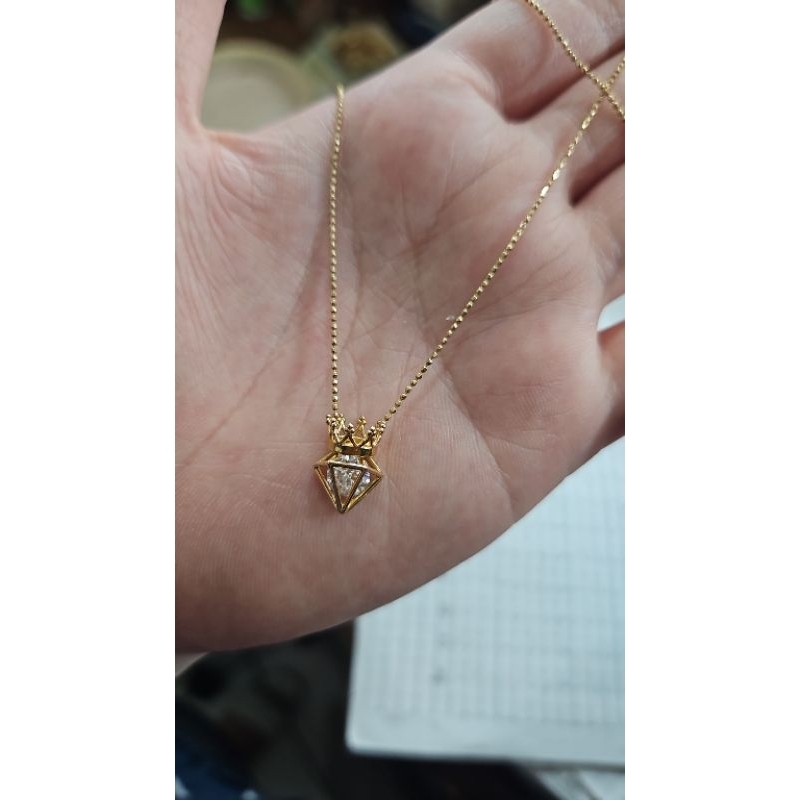 Kalung koye listring aurel permata putih mewah emas asli 700 70% 16k