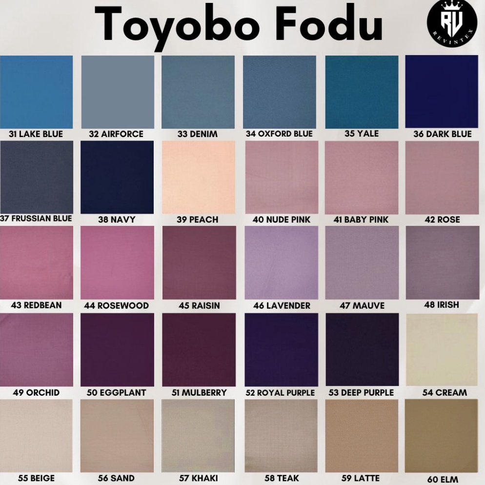 [☯H5&] Kain Toyobo Fodu IMPORT PREMIUM Grade A (warna 31-60) REVINTEX BANDUNG - Katun Cotton Origina
