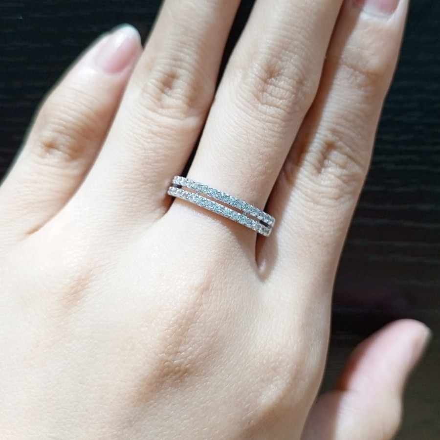 Cincin Emas 17K Kadar 750 75% Fashion Zircon 2.1 Gram Size 18.5 (CM83)