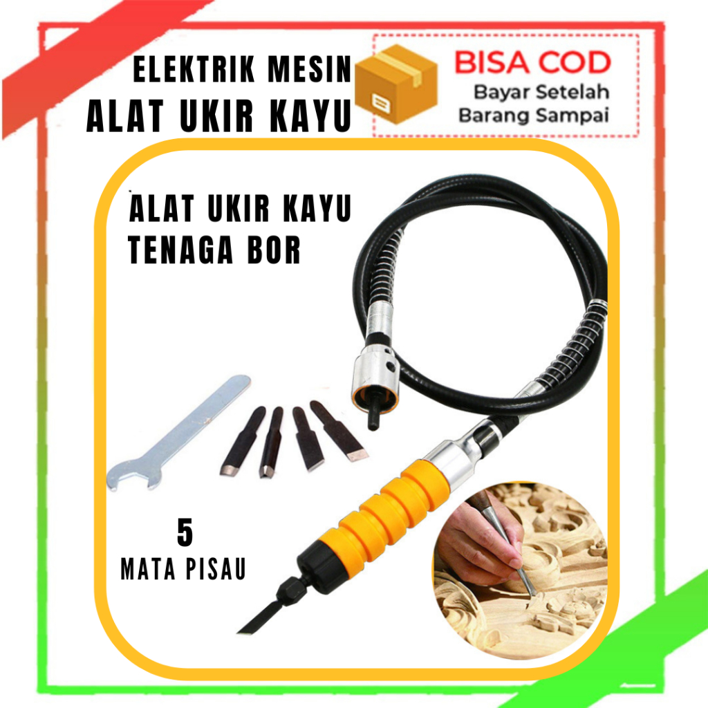Alat untuk ukir kayu dengan tenaga bor elektrik
