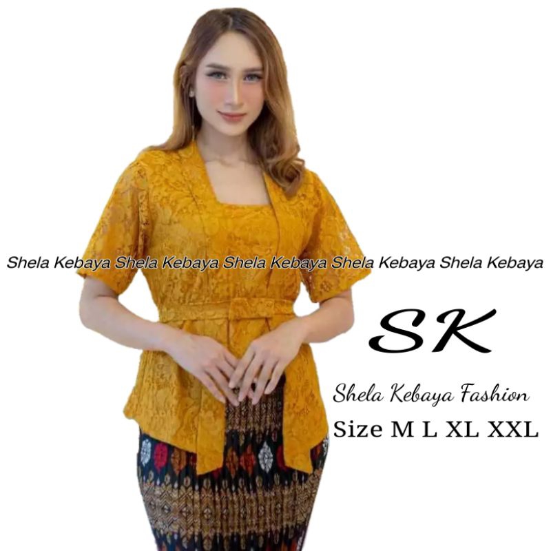 SK | Atasan Kebaya Brokat Kutubaru / Kebaya Brokat Lengan Pendek / Kebaya Wisuda Kancing Depan / Keb