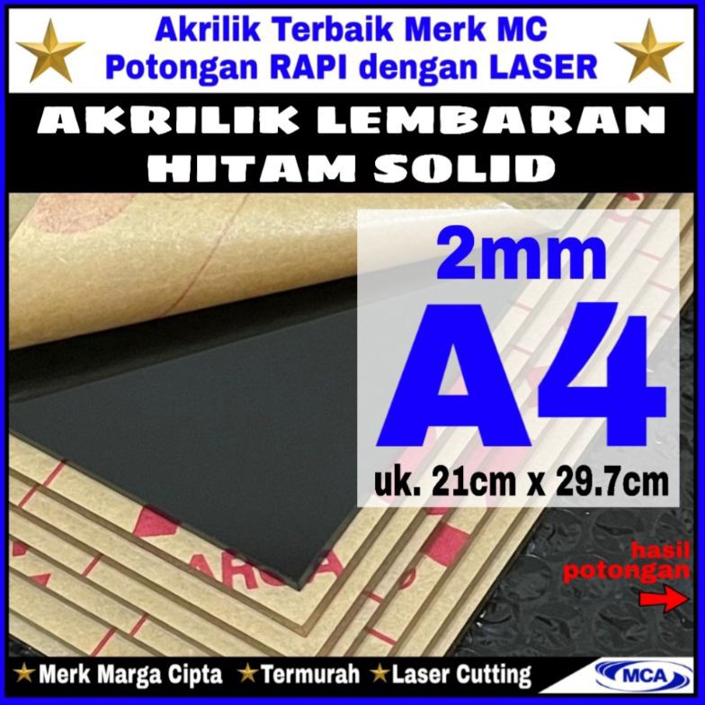 

[☜K10/] AKRILIK lembaran HITAM SOLID 2mm uk. A4 / Marga cipta / Acrylic Hari ini