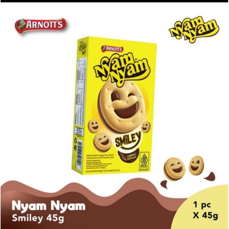 

Nyam Nyam Smiley Chocolate 45gr/Biskuit Nyam Nyam Smiley 45gr