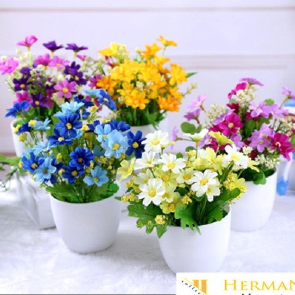 TIPE LQI879 HC Ornamen Pot Tanaman Bunga seruni Dekorasi Tanaman Hias Tanaman Plastik Pot Bunga Hias