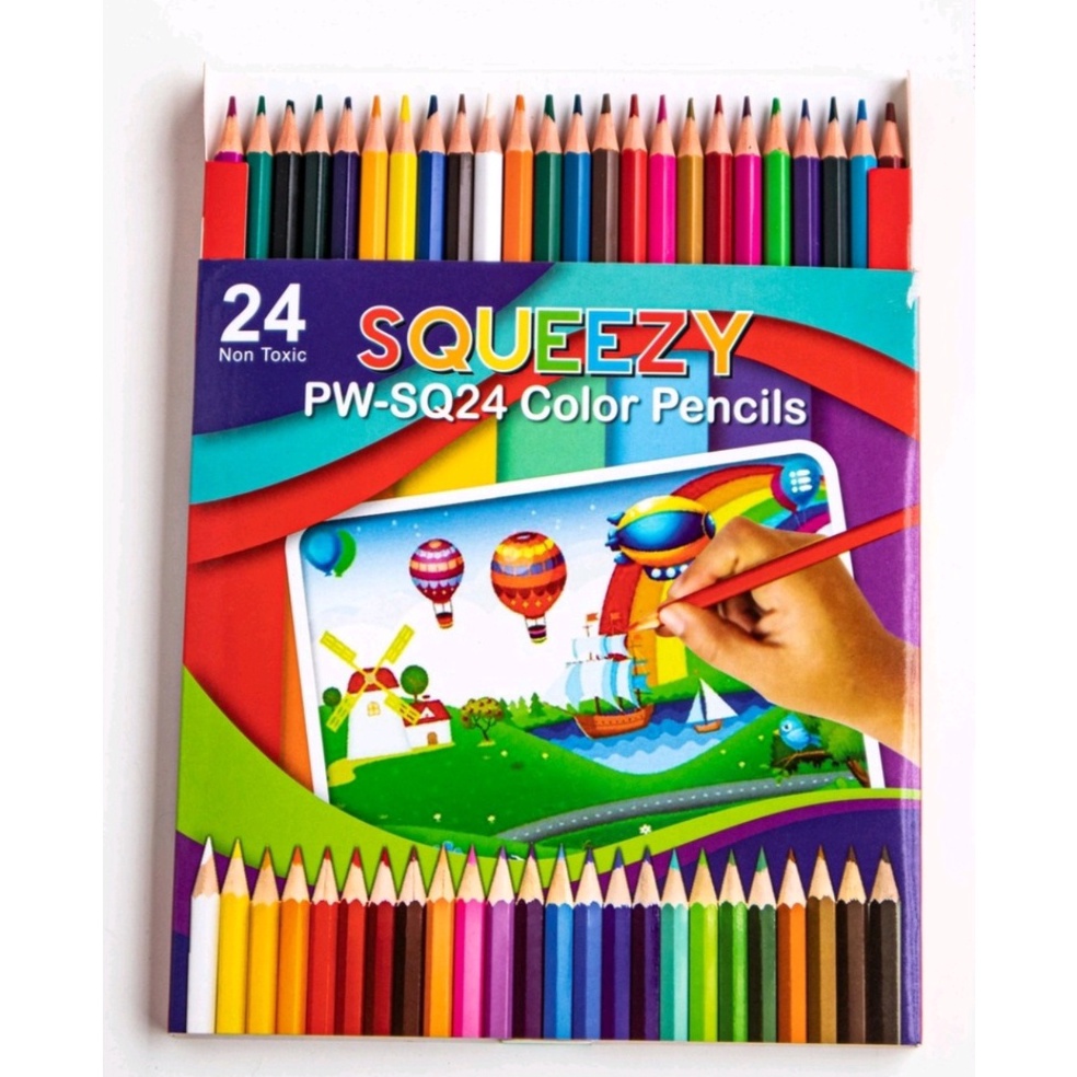

[♤U60\] Pensil Warna Panjang Squeezy 24 Warna / Colour Pencil PW-SQ24 Spesial Murah