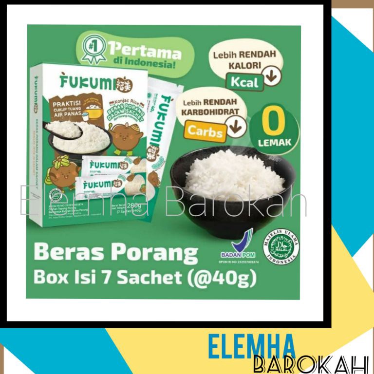 

[Produk LA65] Fukumi Box Beras Porang Konjac Rice Beras Shirataki Instan 1 Box Isi 7 Sachet @40 gr (1 Dus Harga Grosir) Grosir )人