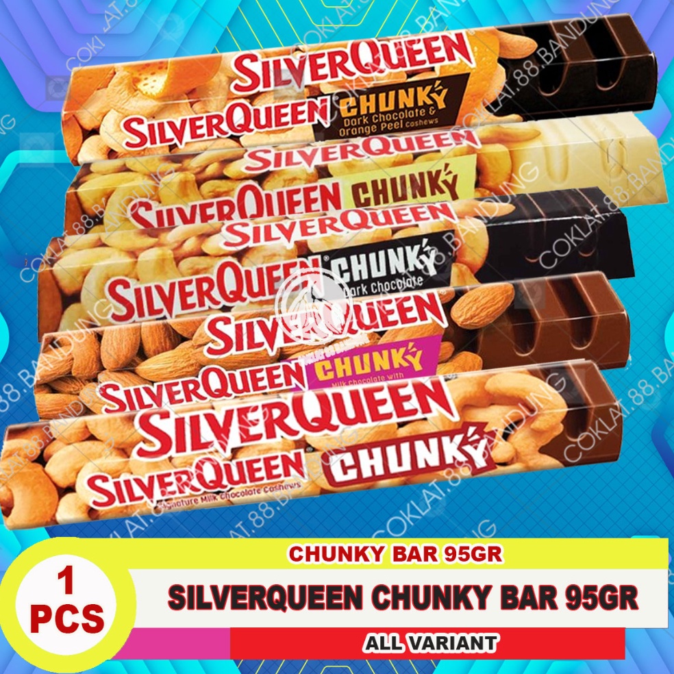

Sell3r SILVER QUEEN CHUNKY BAR 95GR, SILVERQUEEN CHUNKYBAR 95 GRAM ALMOND MEDE WHITE DARK ORANGE CHUNGKY Terhitz