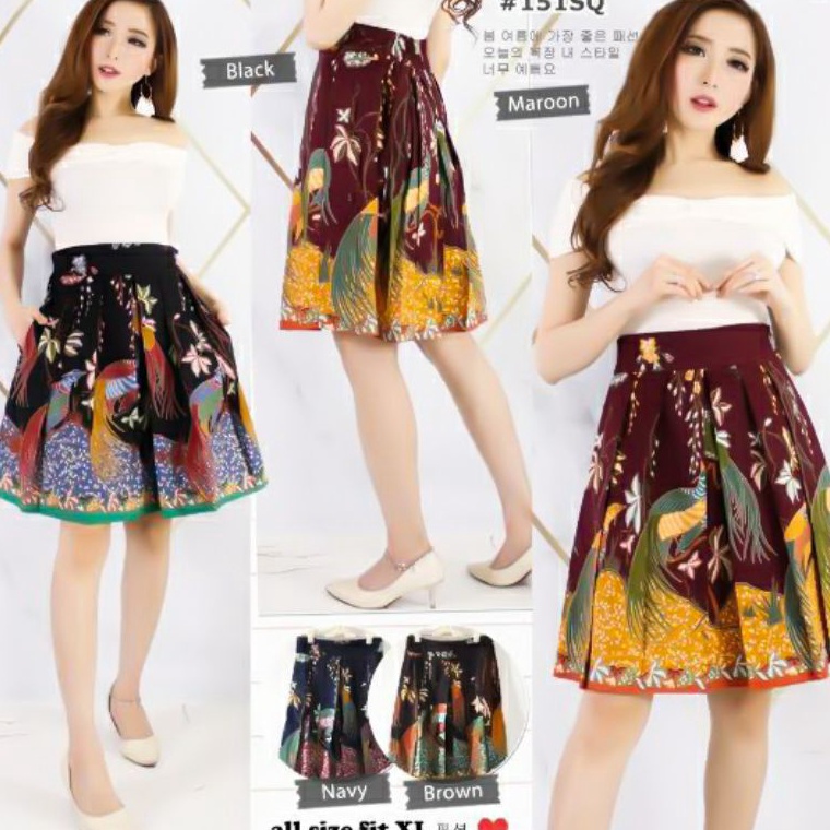 Rok Batik Pendek / Rok Batik Wanita / Rok Pendek Batik Bahan Katun 34