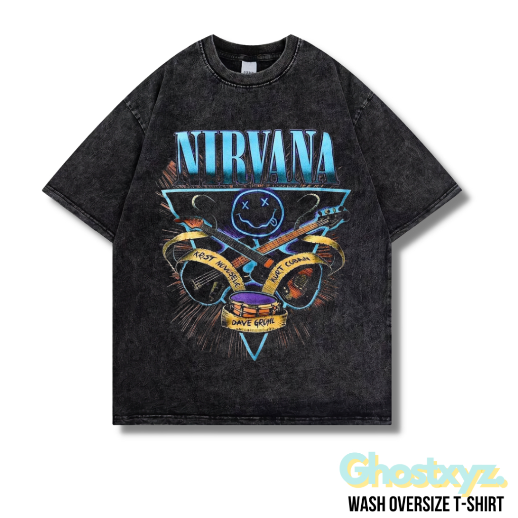 Ghostxyz T-Shirt "Nirvana" Wash Oversize Vintage Tee Baju Kaos