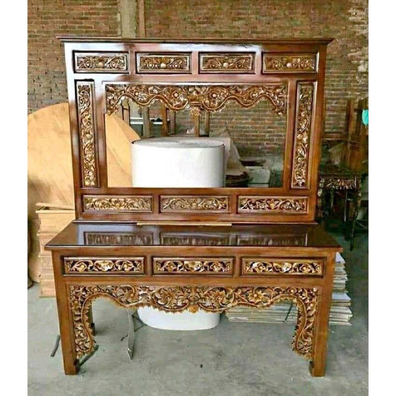 PROMO MEJA RIAS UKIR KAYU JATI MEBEL JEPARA