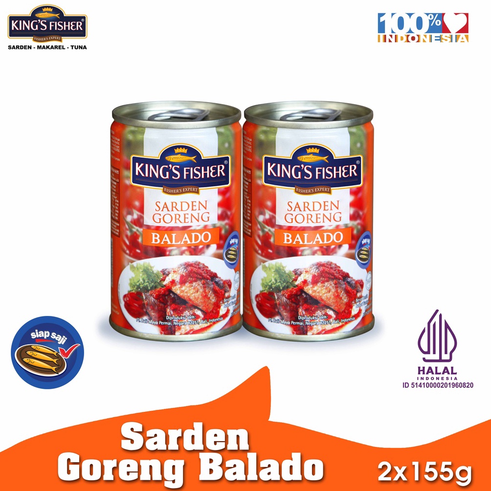 

ZYDAK Paket 2 pcs King's Fisher Sarden goreng mini rasa saus balado Makanan Kaleng 155g kings fisher 95