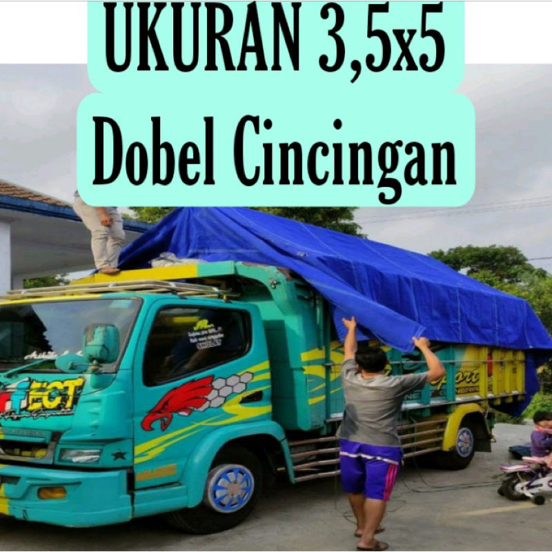 Terpal Truk kain liong/kanvas ukuran 3,5x5 Dobel Cincingan