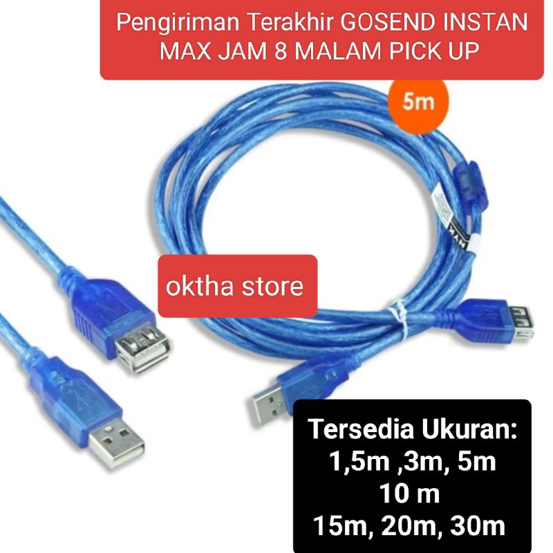 USB Extension 1.5m, 3m, 5m, 10m,15m 20m 30m kabel Extension USB NYK Kabel USB Extension MALE TO FEMA