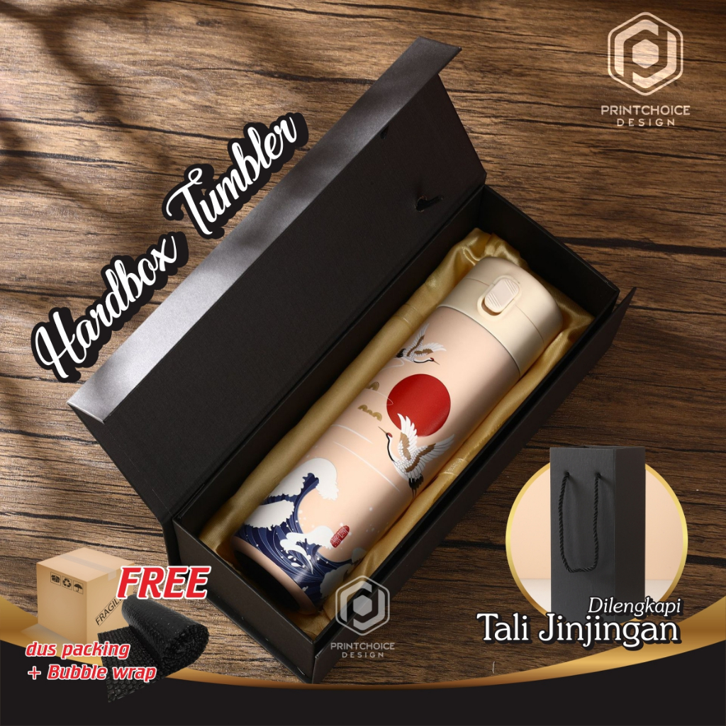 

Hardbox Tumbler Tali Jinjingan Ukuran 27.5 x 11 x 9.5 Cm Ekslusif Kotak Tumbler Botol Hampers 500 Ml