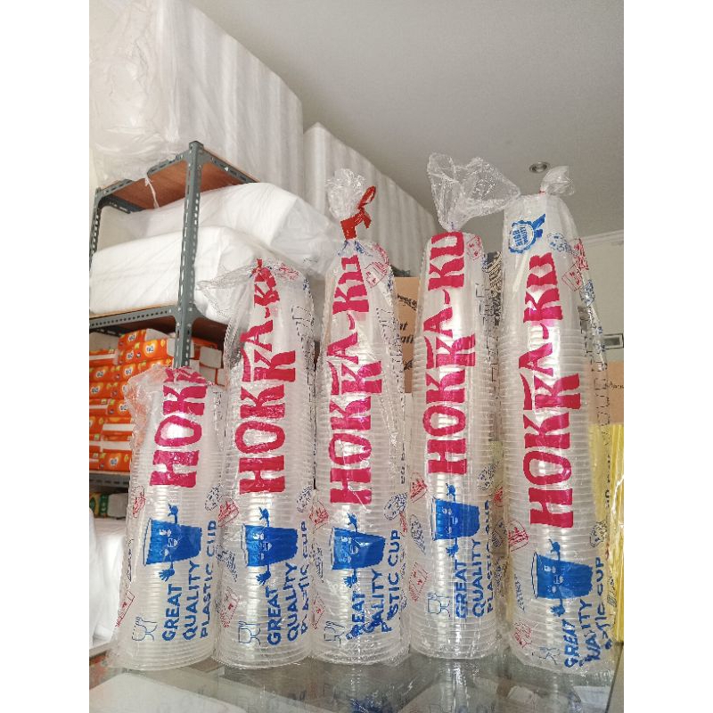 Gelas plastik/cup bentuk datar 16oz Merek Hokaku