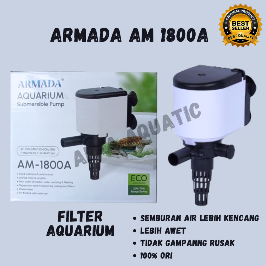 ARMADA AM 1800 A - Pompa Air Aquarium/ Mesin Filter Aquarium/ Pompa Celup/ 100% Original