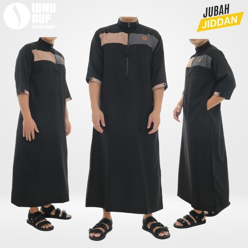 Jubah Pria Dewasa Jiddan Lengan Pendek 3/4 Baju Gamis Muslim Bahan Toyobo Premium Warna Kombinasi