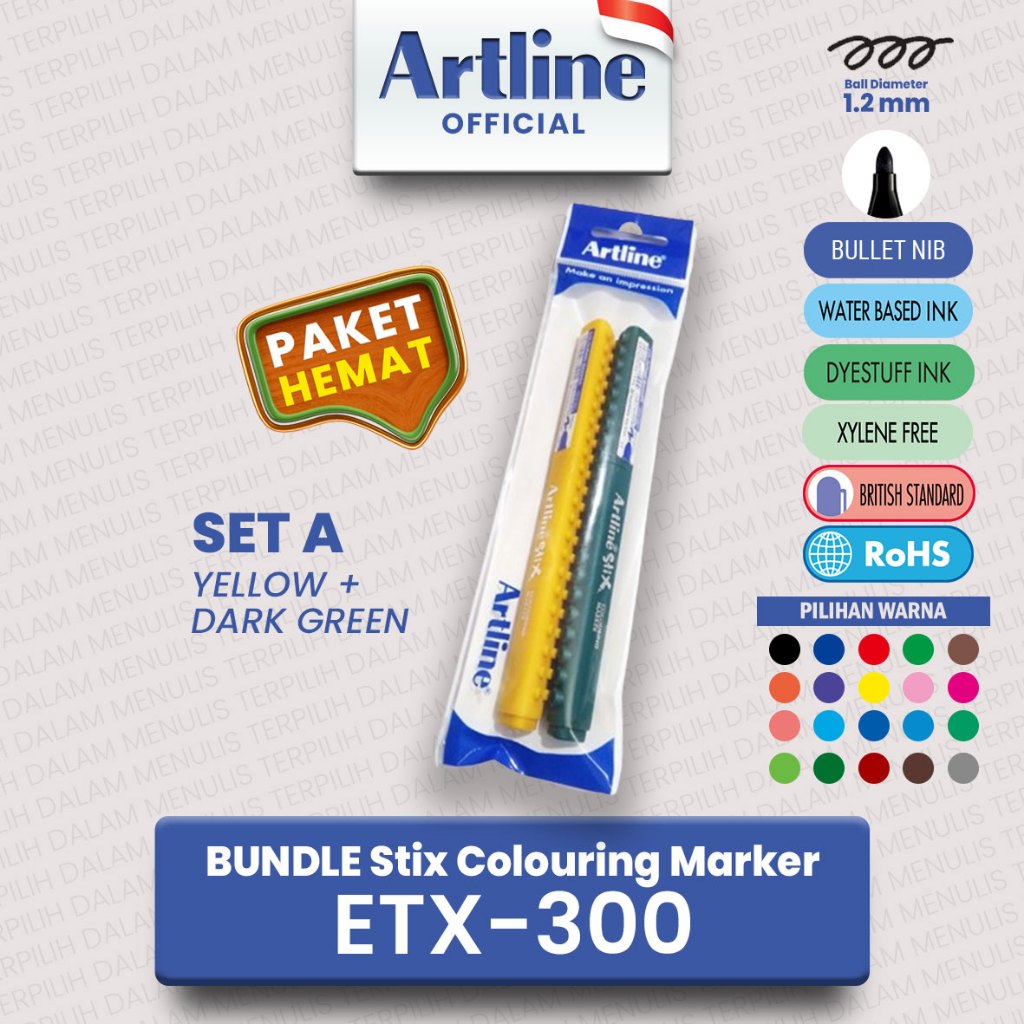 

PROMO HEMAT ARTLINE Spidol Mewarnai Stix Colouring Marker ETX-300