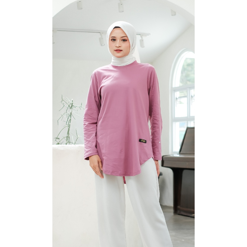 Atasan Kaos Lengan Panjang Wanita Baju Kaos Polos Wanita Model Oval Cotton Combed 24S