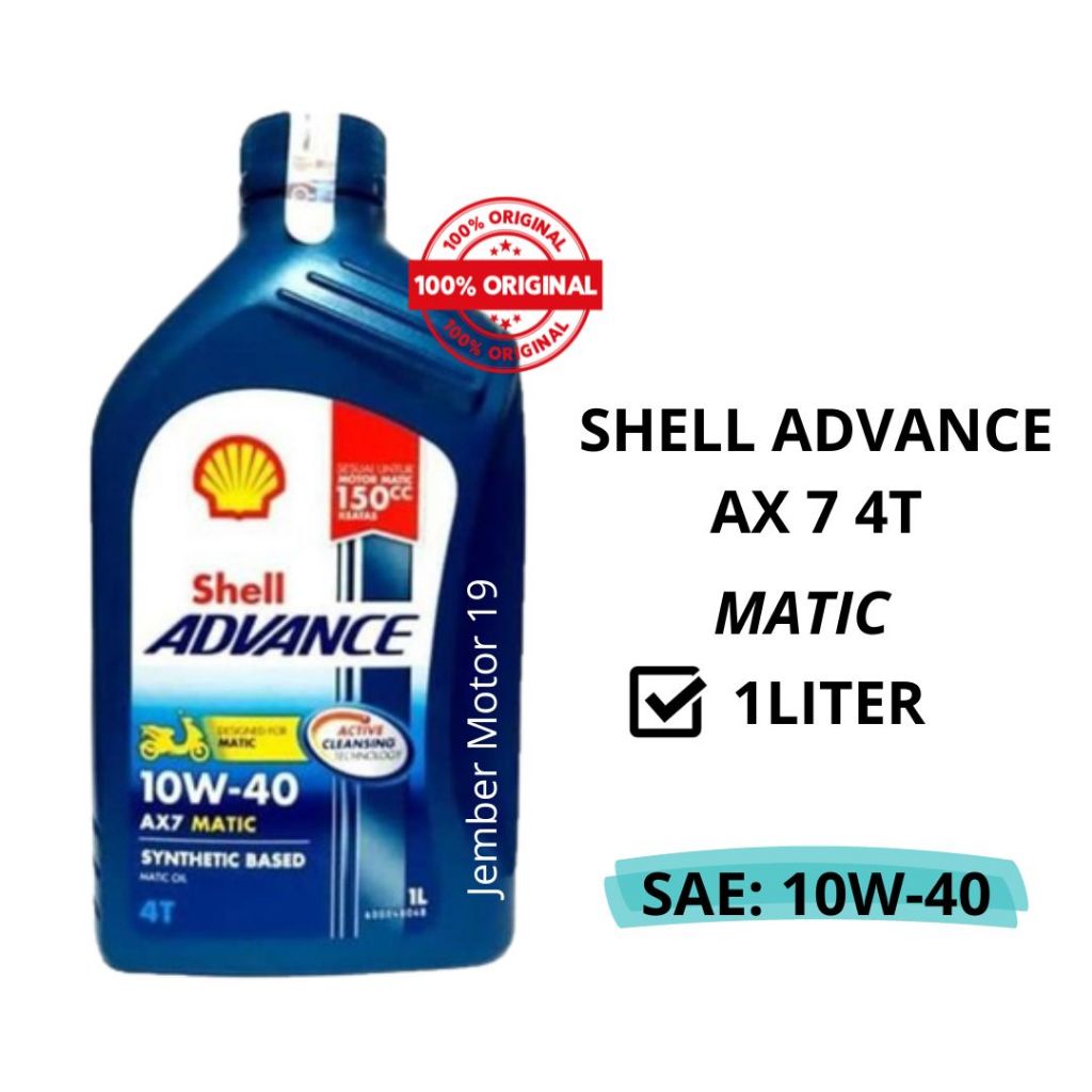 OLI MOTOR SHELL AX7 ADVANCE MATIC 4T 10W-40 BIRU 1 LITER ORIGINAL