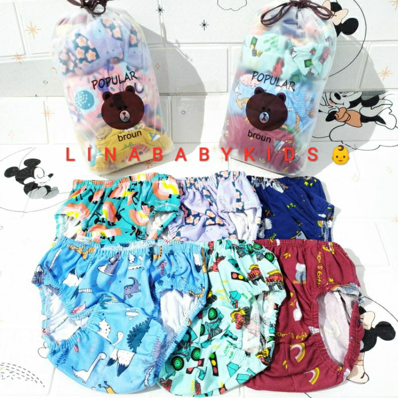 12 PCS Celana Dalam Anak 1-6tahun Libby Velvet Babydoll Kemasan POUCH