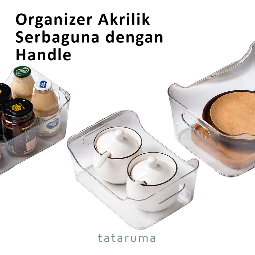 TATARUMA Kuriya - Storage Organizer Akrilik Serbaguna dengan Handle