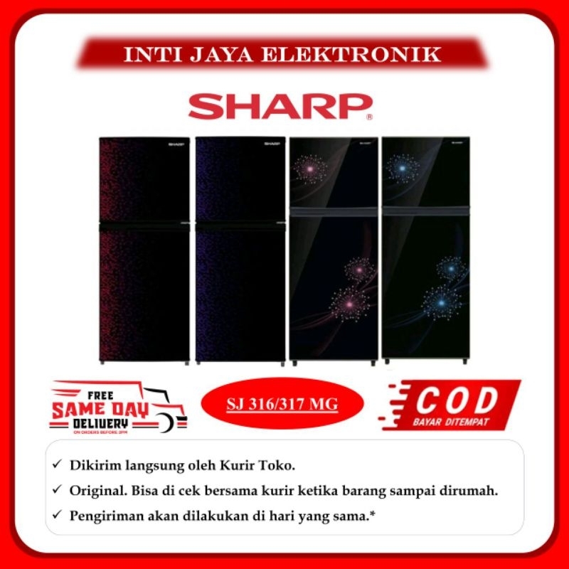 KULKAS SHARP 2 PINTU SJ 316 MG JUMBO SJ316MG SJ316 MG SJ 316MG