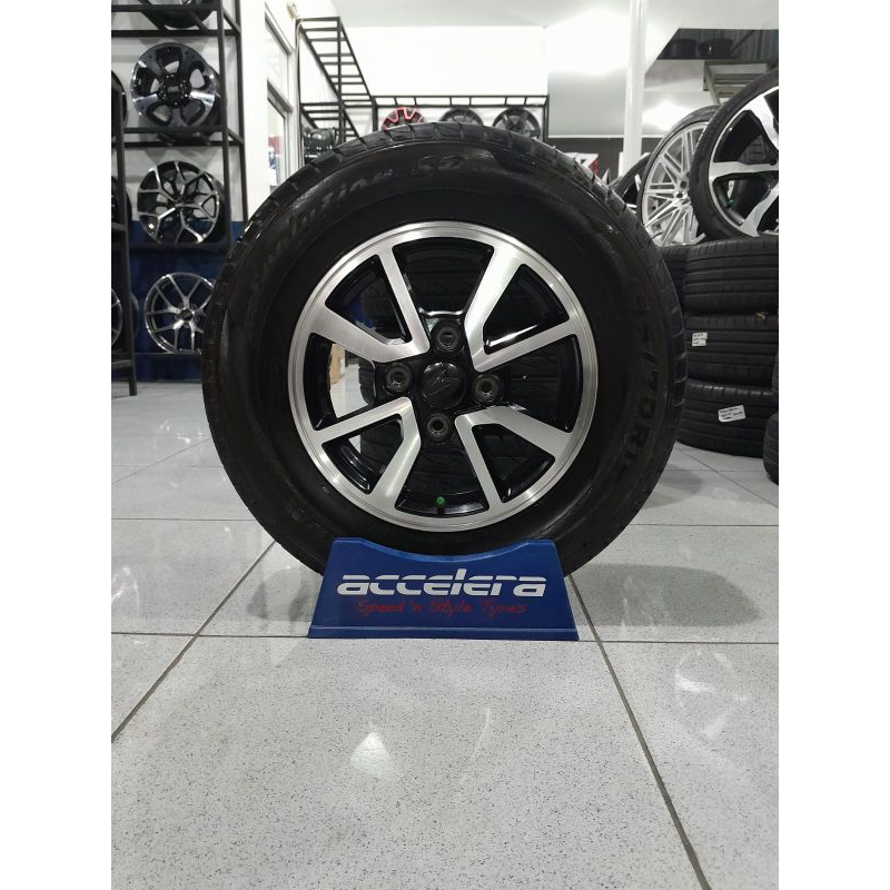 Velg Mobil Bekas Replika Xenia Ring 14 Lebar 5 Inch Hole 4 x 114,3 Offset 45 Warna Black Polish Plus