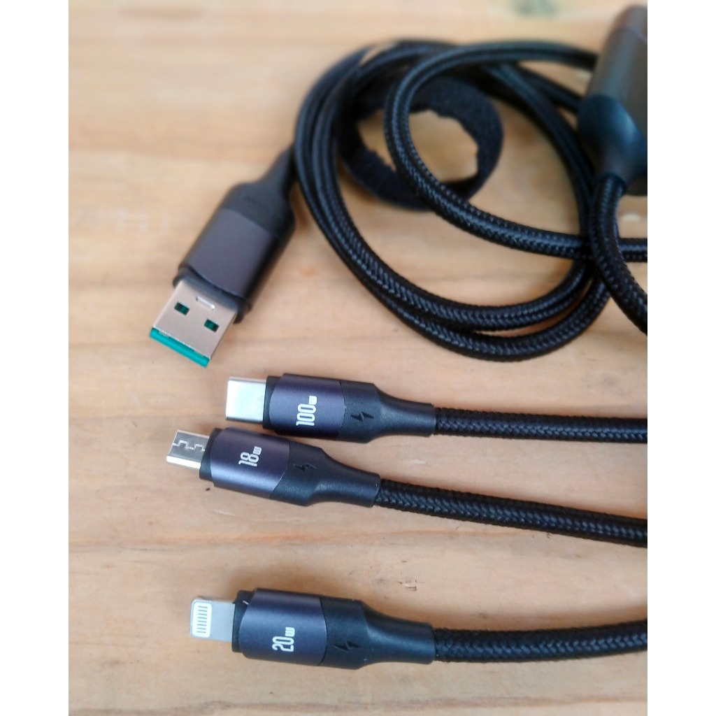 USAMS U71 Kabel Data 3-in-1 Aluminum Alloy 6A Fast Charging 1.2m