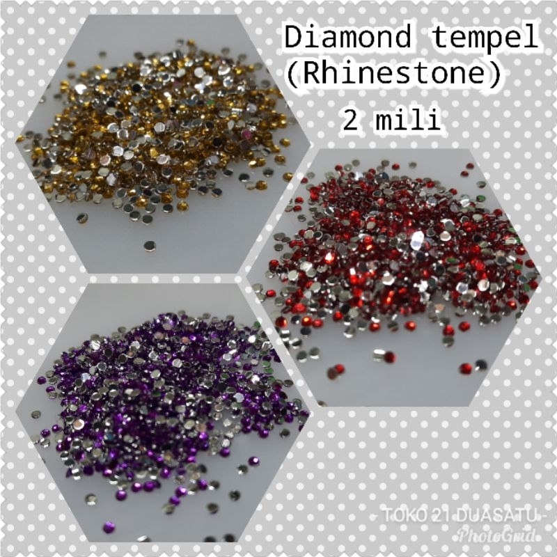 Manik rhinestone bulat 2 mili/manik nail art/manik diamond tempel/manik payet variasi