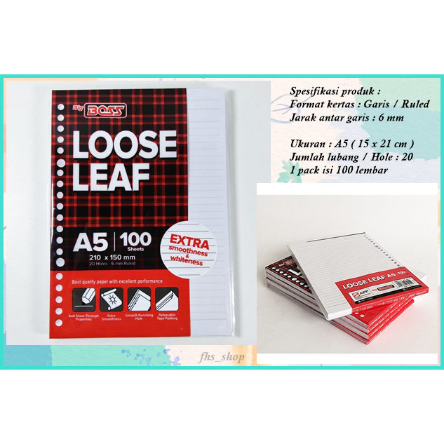 

Loose Leaf Isi Kertas File Binder Big Boss A5 20 Holes 100 Lembar