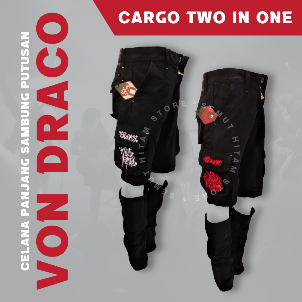 Von Draco Celana Cargo Alpin PDL Gunung / Kempol Putusan Panjang Pendek Resleting Lutut Punk Von Dra