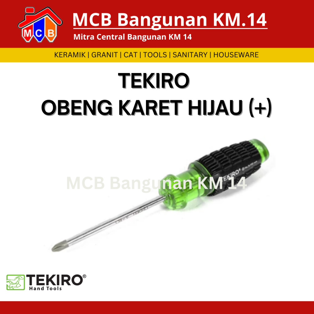 TEKIRO OBENG GAGANG KARET HIJAU (+) /OBENG GAGANG KARET