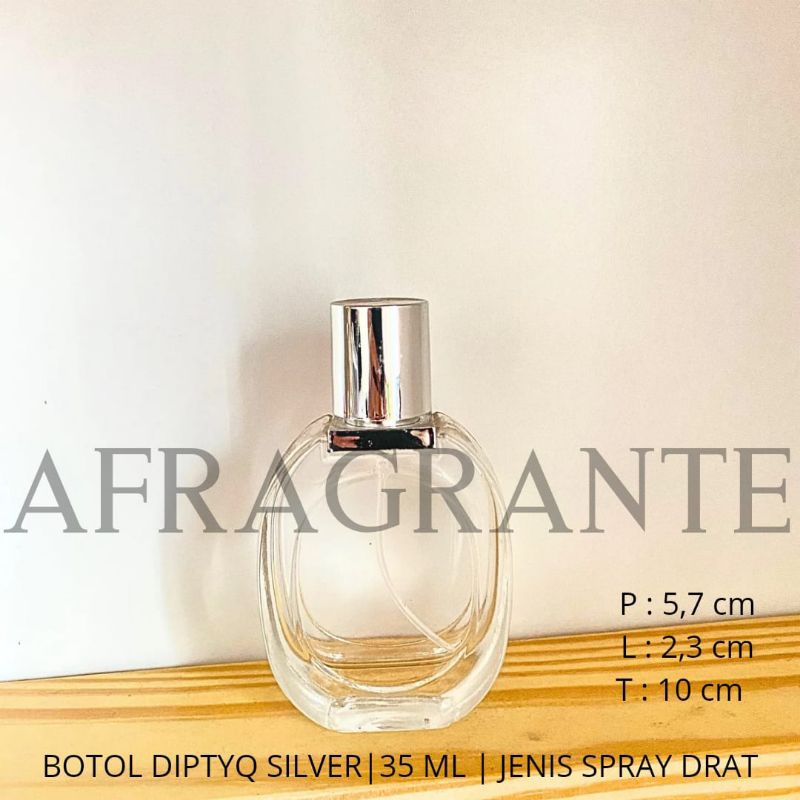 botol parfum diptyq silver 30 ml drat-botol parfume ovale 30 ml-bottle perfume-empty bottle 30ml- botol parfum isi ulang 30 ml-botol parfum mewah 30ml