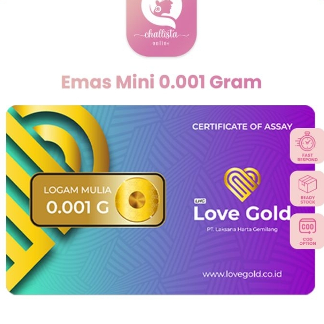 LOVE GOLD 0.001gr Emas Mini Logam Mulia 24 karat