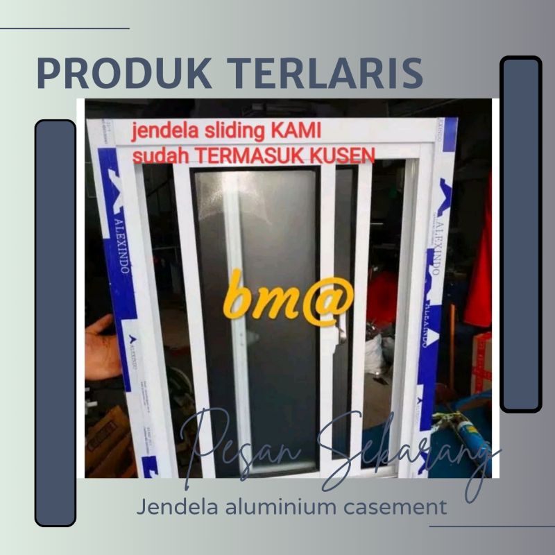 jendela aluminium sliding geser 60x80 murah promo