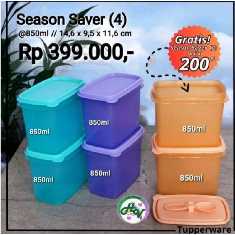 

Tuperware Four Season Saver 4pcs Plus Stiker Toples