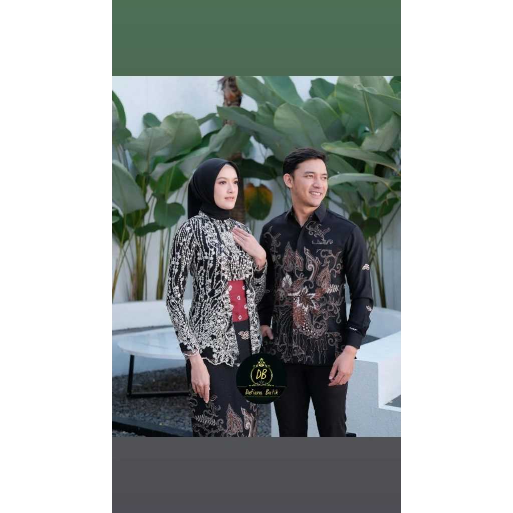 Kebaya Modern Couple Set Kebaya Kutu Baru & Kemeja Batik Panjang Kebaya Wisuda Kebaya Tunangan
